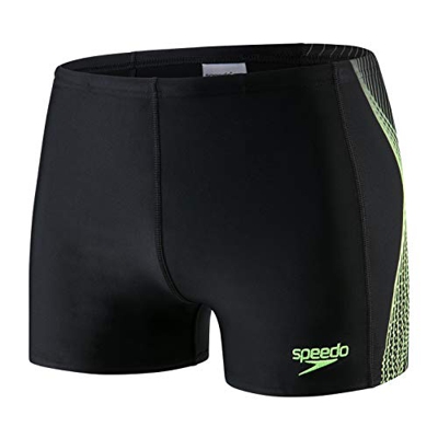 Speedo Placement Pantalón de Baño Aquashort, Hombre, Black/Bright Zest/Oxid gr, 38 (ES 95 CM)