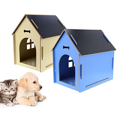 Casita de Madera para Perros, Casita para Perros Interior Plegable, Casita para Perros Lugar para Dormir Resistente a la Intemperie Y a los Arañazos p