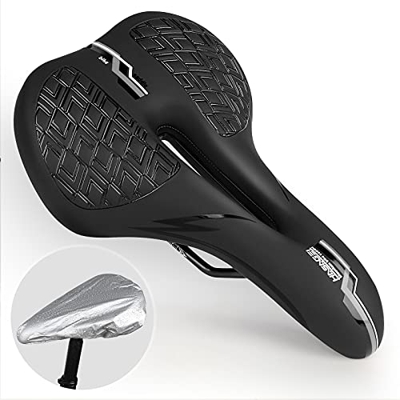 HASAGEI SillíN De Bicicleta, Asiento De Gel para Bicicleta, Asiento De Bicicleta con Impermeable para Hombres, Mujeres, MTB, Bicicleta De Carretera, B