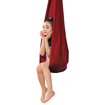 ZCXBHD Columpio De Terapia Interior For Niños Y Adolescentes Terapia Columpio Hamaca Suave Columpio Cuerda De Árbol Y Terapia De Autismo (Color : Wine