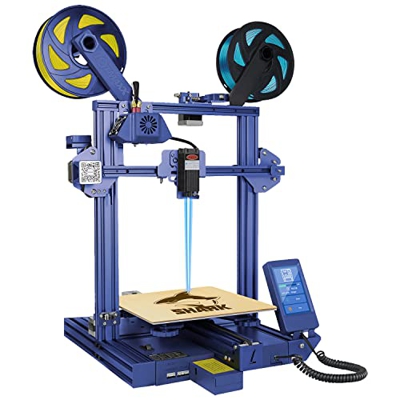 LOTMAXX Impresora 3D Grabado Láser E impresión Bicolor Impresora 3D, Máquina Impresora 3D Preensamblada con Extrusora Doble, Placa Base Silenciosa FDM