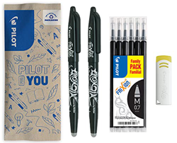 Pilot FriXion Ball - Bolígrafo de tinta borrable con recambios y goma de borrar, color Negro Gemischtes 9er Set precio