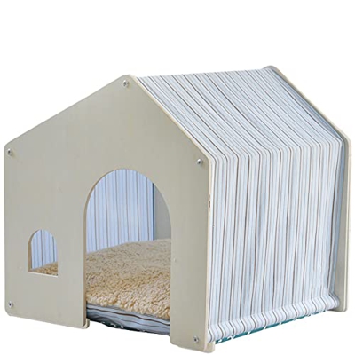 YHWD Casa De Perrito Interior Desmontable, Casitas para Perros con Almohadilla De AlgodóN Acolchada, Estable Casa De Perro Soporte De Madera Maciza-Bl