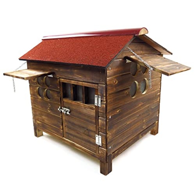 ZYBCRR Casa de perros, madera al aire libre de madera Cabina de madera Kennel, resistente a la intemperie impermeable con la ventana de la puerta de l