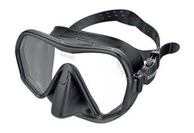 SEAC Ajna Máscara de Buceo sin Marco con Amplia Vista, Falda 100% Silicona, Unisex, Negro, Talla única
