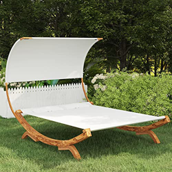 Festnight Tumbona Tipo Hamaca para Jardín Terraza Playa Piscina o Patio 165x198x140 cm Color Crema de Madera Abeto precio
