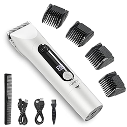 4UMOR Máquina Cortar Pelo Cuchilla de Cerámica 2500 mAh Recortadora con 3 Niveles de Potencia Antideslizante Sin Cable Cortapelos Hombre con Pantalla  precio