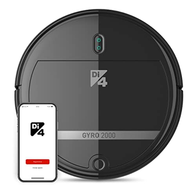 Di4 Gyro 2000 Robot Aspirador 4en1, Aspira, Barre, Friega y Pasa la Mopa, APP Control Alexa y Google Home, 5 Programas de Limpieza, 2000PA, Auto Recar