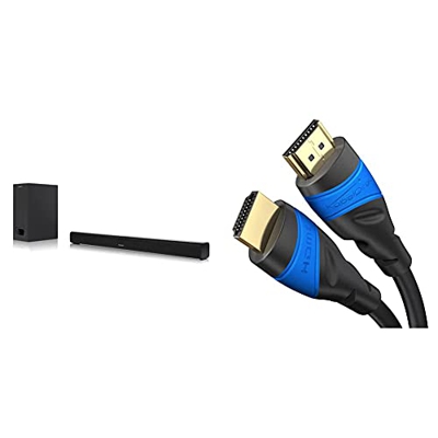 Sharp HT-SBW110 2.1 Slim Barra de Sonido Cine en casa Color Negro + KabelDirekt – 1,5m – Cable HDMI 4K