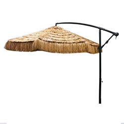 YANGXIN Sombrillas De Playa Libre Estilo Hawaiano Vacaciones Playa Sombrilla de Paja Manivela Paja PP Sombrilla de Paja 118.11 x 86.61 Pulgadas características