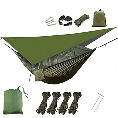 RYUNQ Hamaca con Mosquitera y Toldo, Impermeable e Anti-Mosquitero Hamaca para Acampar, 200 kg de Capacidad de Carga Hamaca Jardín Exterior, Nylon de 