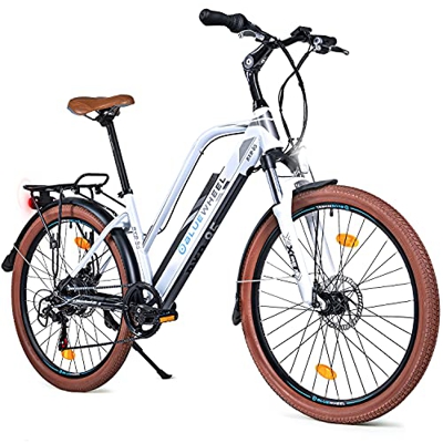 BLUEWHEEL e-Bike 26" para Mujer I Marca Alemana de Calidad I Cumple con normativa UE I Motor Trasero I Shimano 7 Cambios + 25 km/h de Velocidad MAX. y