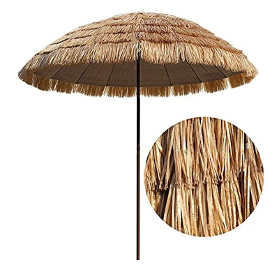 NZKW Sombrilla de Paja para Exteriores, Sombrilla de Playa portátil Plegable, Sol y Sombra, Sombrilla de jardín Tropical Hawaii, Verano, 2.5M, Color N