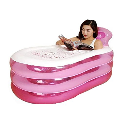Bañera hinchable plegable para adultos, espesante, cálida, de plástico, 150 x 85 x 70 cm (rosa)