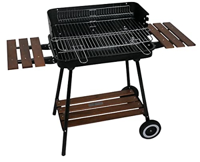AERZETIX - Barbacoa portátil de carbón vegetal 82x108x35cm rectangular - barbacoa de carbón con 2 ruedas y 2 estantes - barbacoa sobre carro - C50965