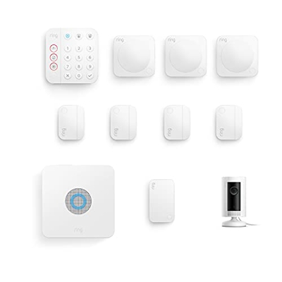 Kit de 10 piezas Ring Alarm de Amazon (2.ª generación) con Ring Indoor Cam | Sistema de seguridad para el hogar con vigilancia asistida opcional, sin 