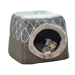SHIYIMY Cama para Mascotas Plaza de la Cama de Gato Plegable con Almohada cálida Suave Gatos casa Nido Camas de Doble Uso para Gatos Cave House Bolsa  características