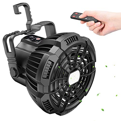 Ventilador Silencioso 7800 mAh, Ventilador Escritorio Portátil Con Rotación de 180 ° Con Luz LED, Ventilador Camping Recargable, Control Remoto,Tempor