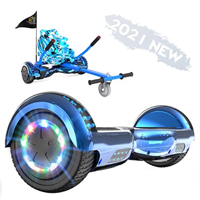 FUNDOT Hoverboards con Asiento,Hoverboards con Silla,hoverkart para Hoverboards 6.5 Pulgadas, Hoverboards con Hermosas Luces LED, Hoverboardss con Alt