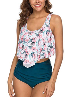 UMIPUBO Traje de Baño Top Flounce Bikini Set Acolchado Bra Bañador Cintura Alta Conjunto De Bikini Dos Piezas Set Swimsuit Bathing Suit