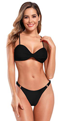 SHEKINI Mujer Dos Piezas Trajes de baño Halter Elegante Bandeau Bikini Top Bikini de Dos Piezas Ajustable Tanga Cintura Baja Brasileño Bikini Bottom d características
