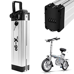 X-go Batería de ion de litio Silver Fish de 36 V y 10 Ah, con cargador para bicicletas eléctricas de 200 W, 35 W, 500 W y motores Pedelec (36 V, 10 Ah precio