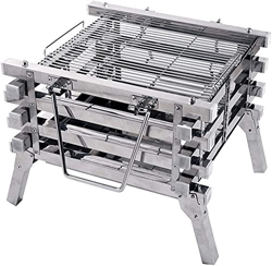 BYMEMYR Plegable BARBACOA Parrilla, Barbacoa de carbón de acero inoxidable Parrillas con bolsa de almacenamiento, Fumador BARBACOA Parrilla, barbacoas en oferta