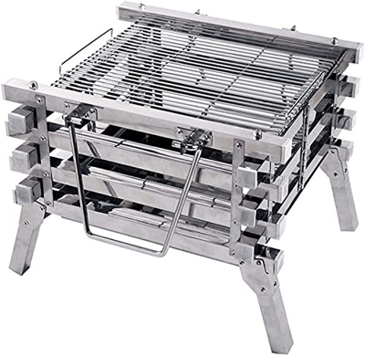 BYMEMYR Plegable BARBACOA Parrilla, Barbacoa de carbón de acero inoxidable Parrillas con bolsa de almacenamiento, Fumador BARBACOA Parrilla, barbacoas