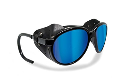 BERTONI Gafas de Sol Polarizadas de Montaña Glaciar Esqui Alpinismo Trekking - Mod. Cortina Italy – Color: Negro Brillante (Lente Humo Polarizada - Es
