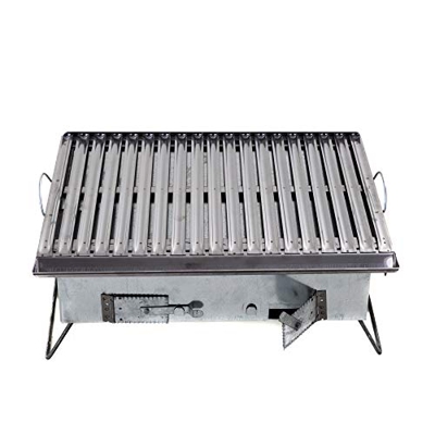 Barbacoa de carbón vegetal para camping, 35 x 47 x 22 cm (ancho x largo x alto), plegable, portátil y portátil, de acero inoxidable, portátil, para ex