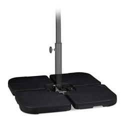 Relaxdays Placas Base Sombrilla, Pie Parasol Barra Lateral, Rellenable: 60L Agua o 90kg Arena, 50x50cm, Plástico, Negro en oferta