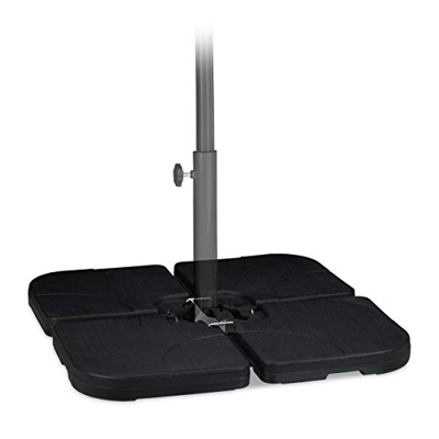 Relaxdays Placas Base Sombrilla, Pie Parasol Barra Lateral, Rellenable: 60L Agua o 90kg Arena, 50x50cm, Plástico, Negro