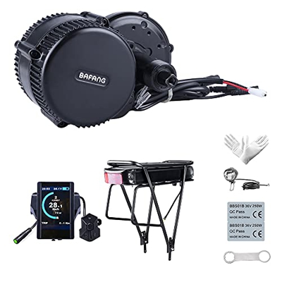 Bafang 250W 48V BBS01B Kit Mid Drive Juego de Conversión de Bicicleta Eléctrica Kit de Motor Central Bicicleta de Montaña, Batería Opcional 10/11,6/13
