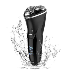 Hatteker Afeitadora eléctrica para hombre con bisagras, resistente al agua, inalámbrica, recargable, pantalla LED de carga USB adecuada para hombres características