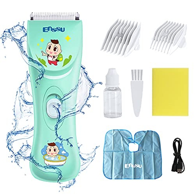 Silencioso Cortapelos para niños Cortadora de pelo eléctrico para niños, impermeable y recargable por USB, kit de cortapelos para bebé