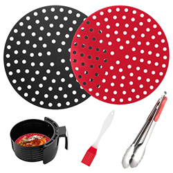 Alfombrillas de Silicona para Freidora sin Aceite, HONGDDY (2 PCS) Parrillas para Cesta Freidora de Aire 2 tamaños Revestimientos Almohadilla Antiadhe características