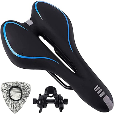 Asiento de Bicicleta, Sillín de Asiento de Bicicleta de Gel, Cómodo Acolchado de Espuma de Memoria con los Resortes, Impermeable y Transpirable, para 
