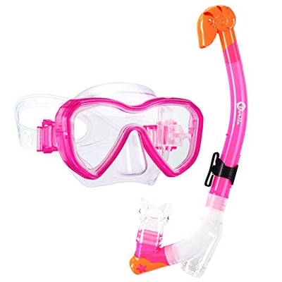 Dorlle Máscara de Buceo para niños Juego de Buceo Máscara de Snorkel con Snorkel seco Premium de 3 Canales y Gafas de Buceo antifugas y antivaho Juego