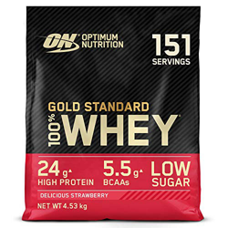 Optimum Nutrition Gold Standard 100% Whey Proteína en Polvo, Glutamina y Aminoácidos Naturales, BCAA, Fresa Deliciosa, 151 Porciones, 4,53kg, Embalaje precio