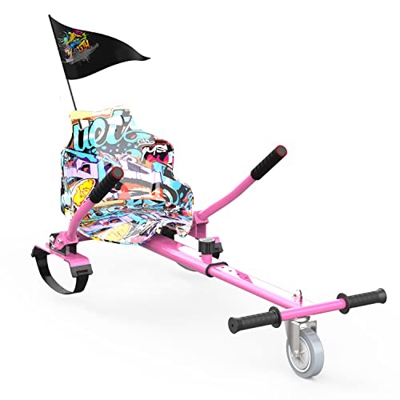 HOVERMAX Hoverkart,Asiento para Hoverboard,Go-Kart Ajustable,Accesorios para Scooter Eléctrico,Scooter Autoequilibrado con Bandera,Hoverkart para Hove