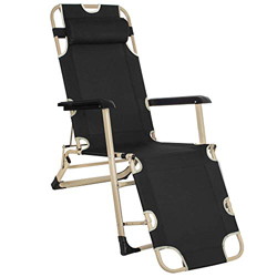 SPRINGOS Tumbona con reposacabezas y reposabrazos, reclinable, 3 posiciones, tumbona de jardín, tumbona de ocio, plegable (negro) características