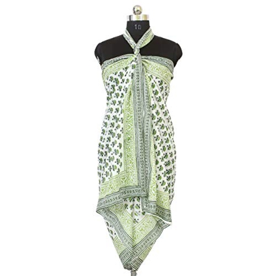 iinfinize - Traje de baño de algodón Indio para la Playa Pareo Envolvente Alrededor del Cuerpo, Bufanda para Mujer, Bufandas, Vestido liviano, Vestido