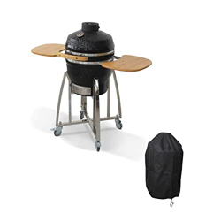 Alice's Garden Barbacoa de carbón en cerámica, Kamado Ø45cm, con Carrito, Piedra para Pizza, conserva el Calor, recupera Las Cenizas, con Funda, Tabla en oferta