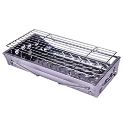 Angoily Parrilla Barbacoa Plegable Pequeña Barbacoa Grill Parrilla Aire Libre Parrilla Parrilla de Carbón de Leña Parrilla de Barbacoa (Plata) en oferta