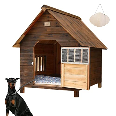 Caseta para Perros, Casetas para Perros de Madera Maciza, Jaula Casitas Gatos Casa para Perros Gatos Impermeable, Caseta Mascota para Exterior e Inter