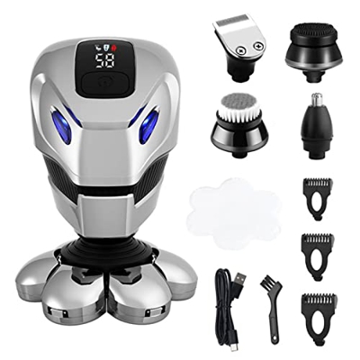 Lechnical Afeitadora eléctrica para hombres,7 cabezas flotantes,maquinilla de afeitar para barba,cortadora de pelo,limpiador facial,masajeador,recorta