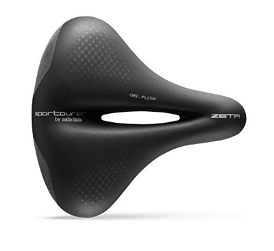 Sportourer by Selle Italia - Zeta Comfort Gel Superflow, Sillín de Bicicleta City, de Gel Suave, con Tecnología Reflectante para Baja Visibilidad, Res