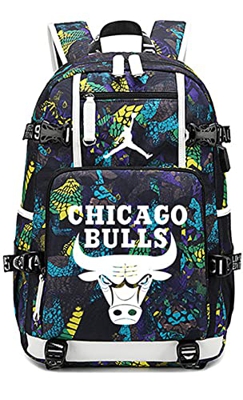 NIMUIL Niños y niñas Adolescentes Mochila para computadora Bolso de Hombro Mochila Escolar Michael Jordan Bulls Tela Oxford Impresa Lona Impermeable 1