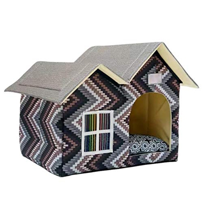 Hearthxy Caseta para gatos, cueva de invierno cálida de peluche, cama para mascotas, casa para animales pequeños, caseta segura para dormir para gatos