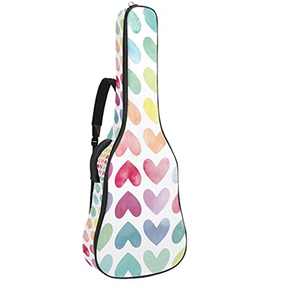 Paquete de guitarra acústica para principiantes Tamaño completo abeto Top Cutaway bolsa de guitarra acústica, acuarela colorido arco iris amor